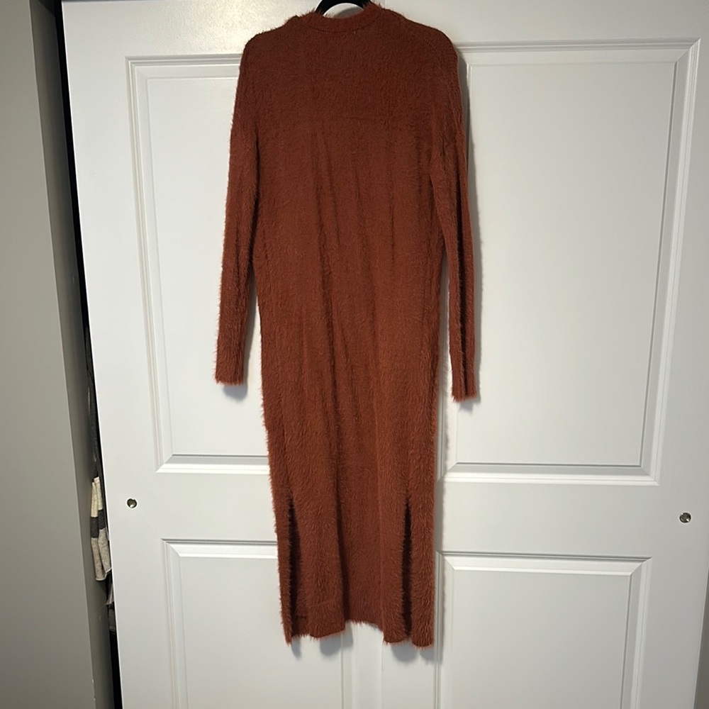Rust Long Fuzzy Cardigan - Picture 7 of 8